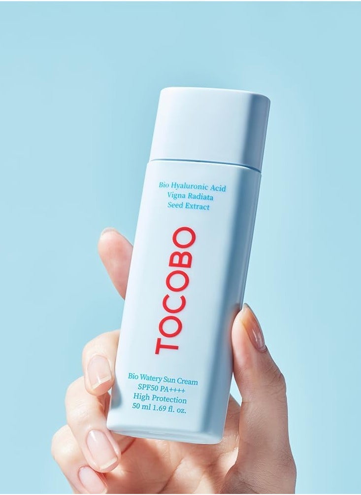 Tocobo Bio Watery Sun Cream SPF50+ PA++++ – Korean Sunscreen 50ml – Hydrating & Lightweight Face Sun Cream for Sensitive Skin – UV Protection & Non-Greasy Sun Cream for Oily & Dry Skin