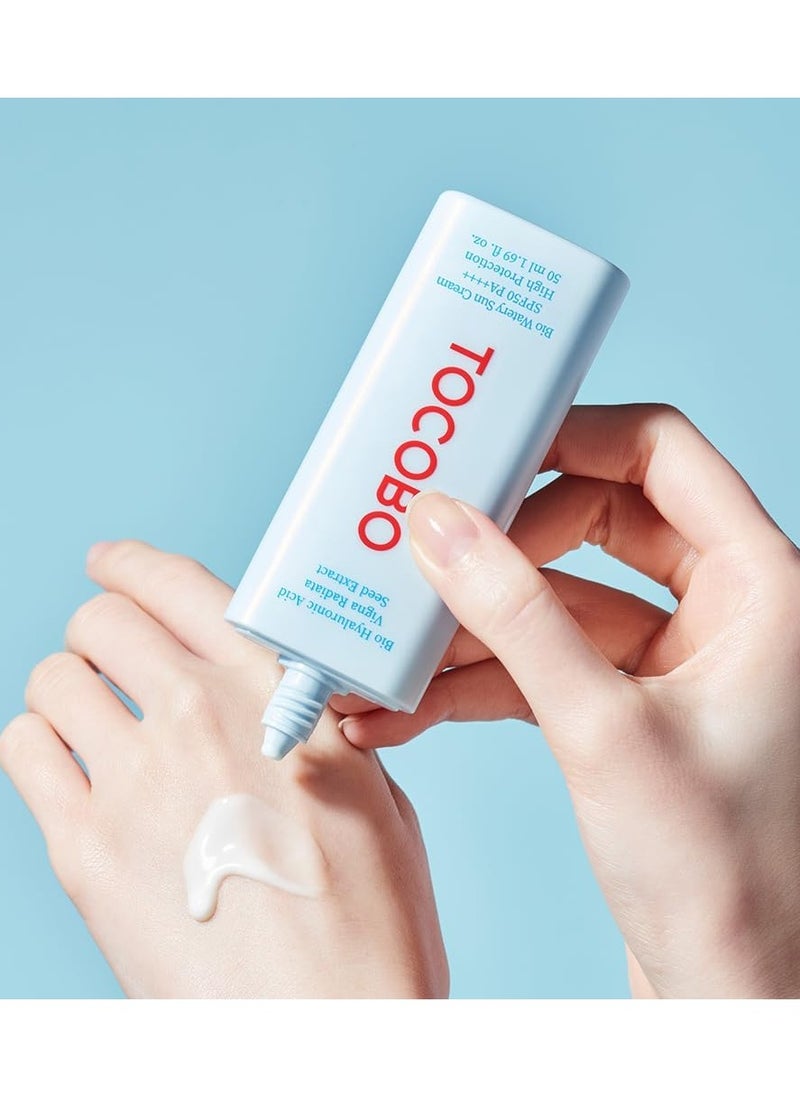 Tocobo Bio Watery Sun Cream SPF50+ PA++++ – Korean Sunscreen 50ml – Hydrating & Lightweight Face Sun Cream for Sensitive Skin – UV Protection & Non-Greasy Sun Cream for Oily & Dry Skin