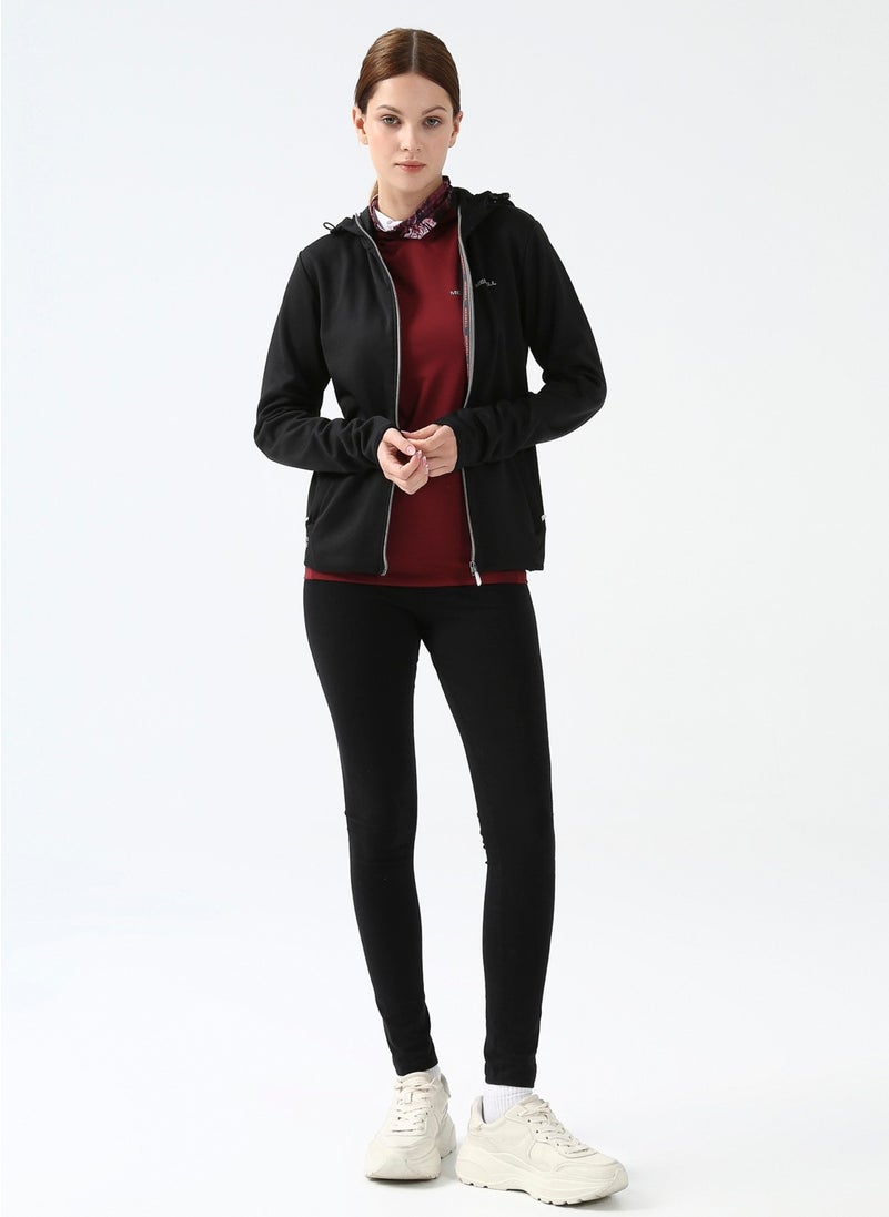Black Women's Hooded Plain Sweatshirt M23SPARK Spark