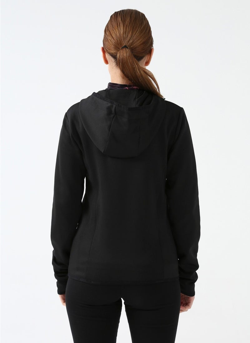 Black Women's Hooded Plain Sweatshirt M23SPARK Spark