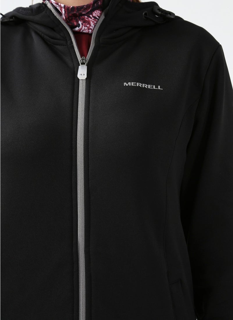 Black Women's Hooded Plain Sweatshirt M23SPARK Spark