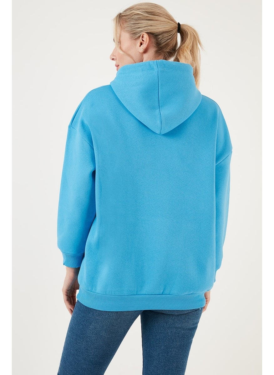 Regular Fit Cotton Hooded Collar Rose Winter Sweat Women's SWEAT 5863854
