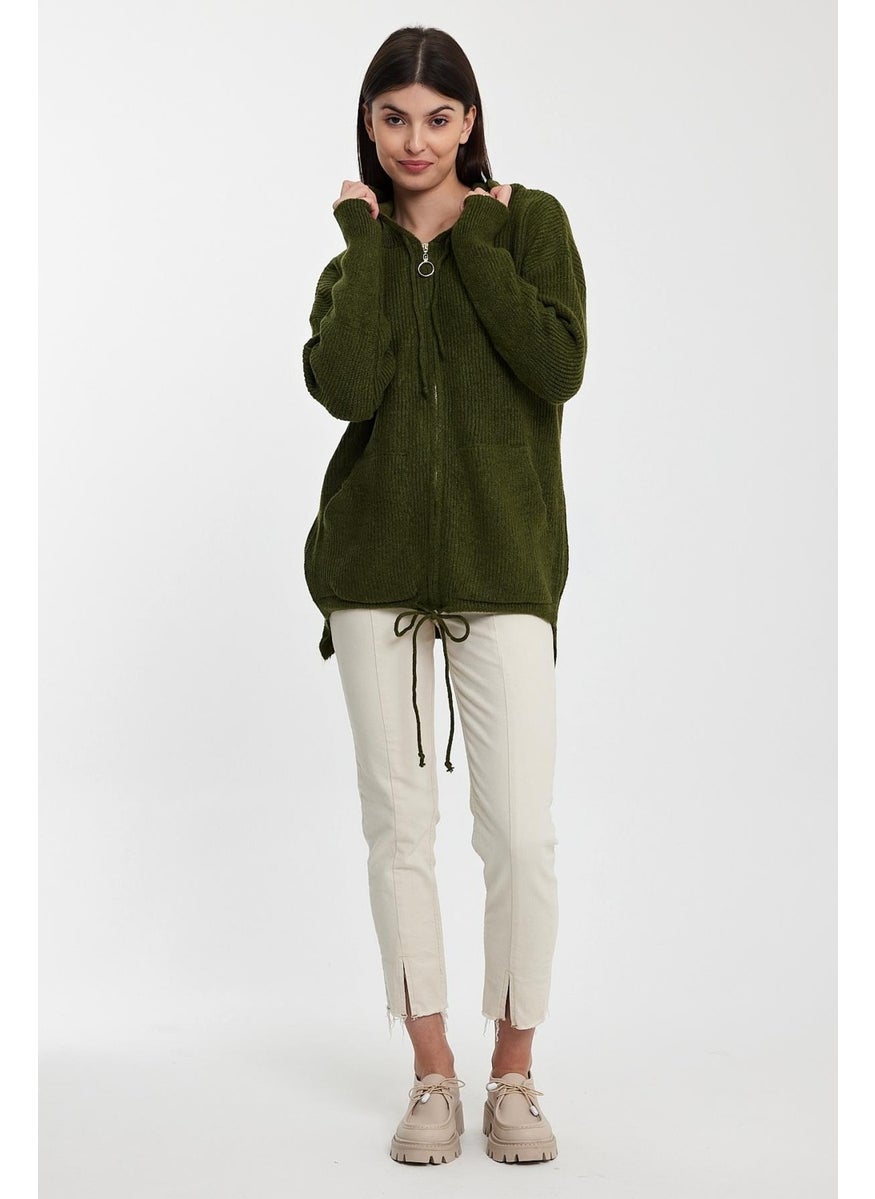 Hooded Zippered Knitwear CARDIGAN(A92409-S)