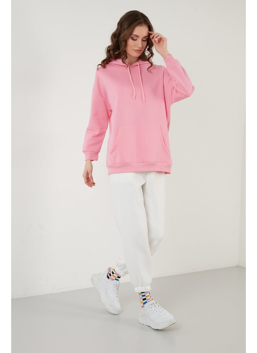 Regular Fit Cotton Hooded Collar Rose Winter Sweat Women's SWEAT 5863854