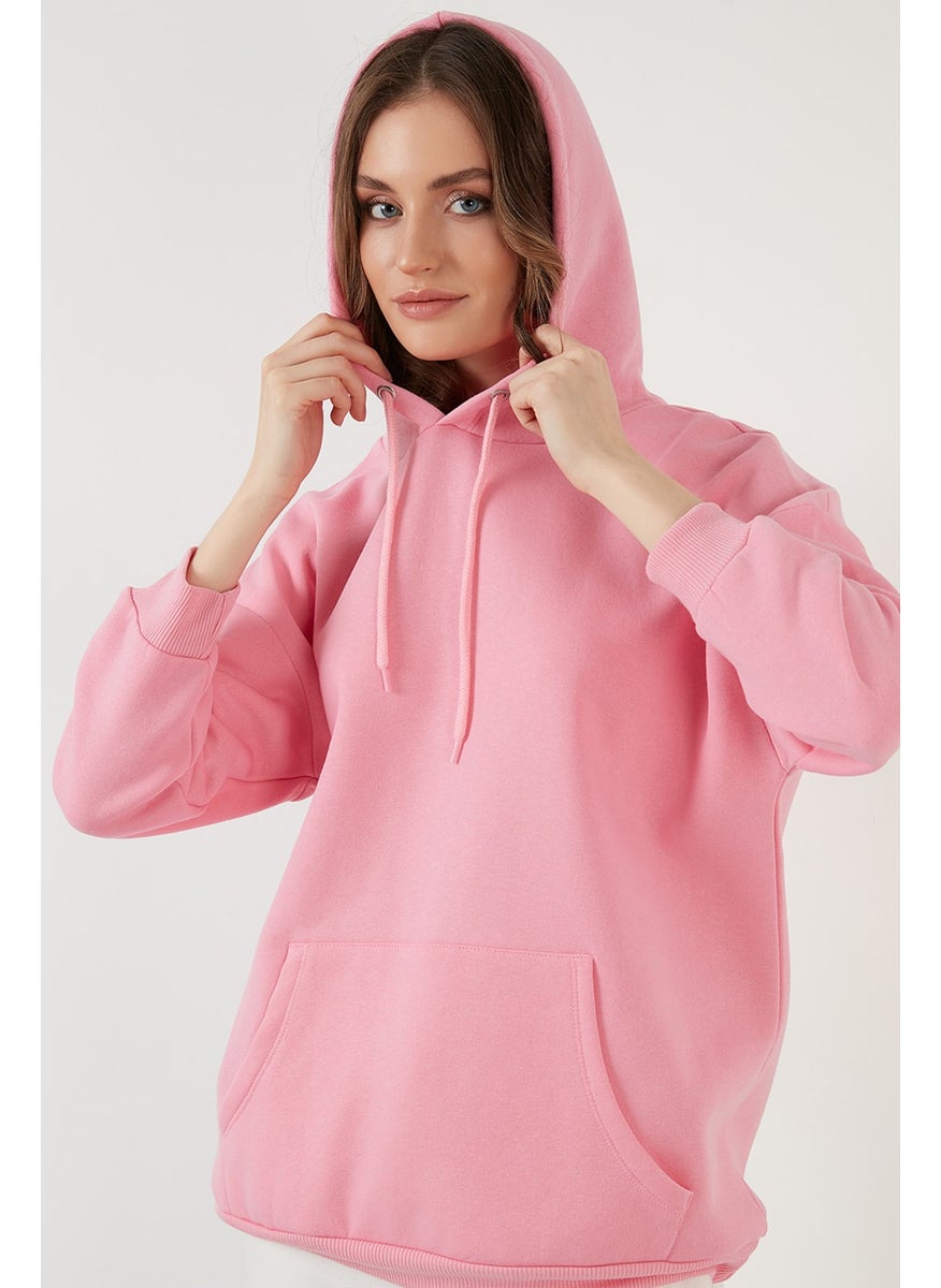 Regular Fit Cotton Hooded Collar Rose Winter Sweat Women's SWEAT 5863854