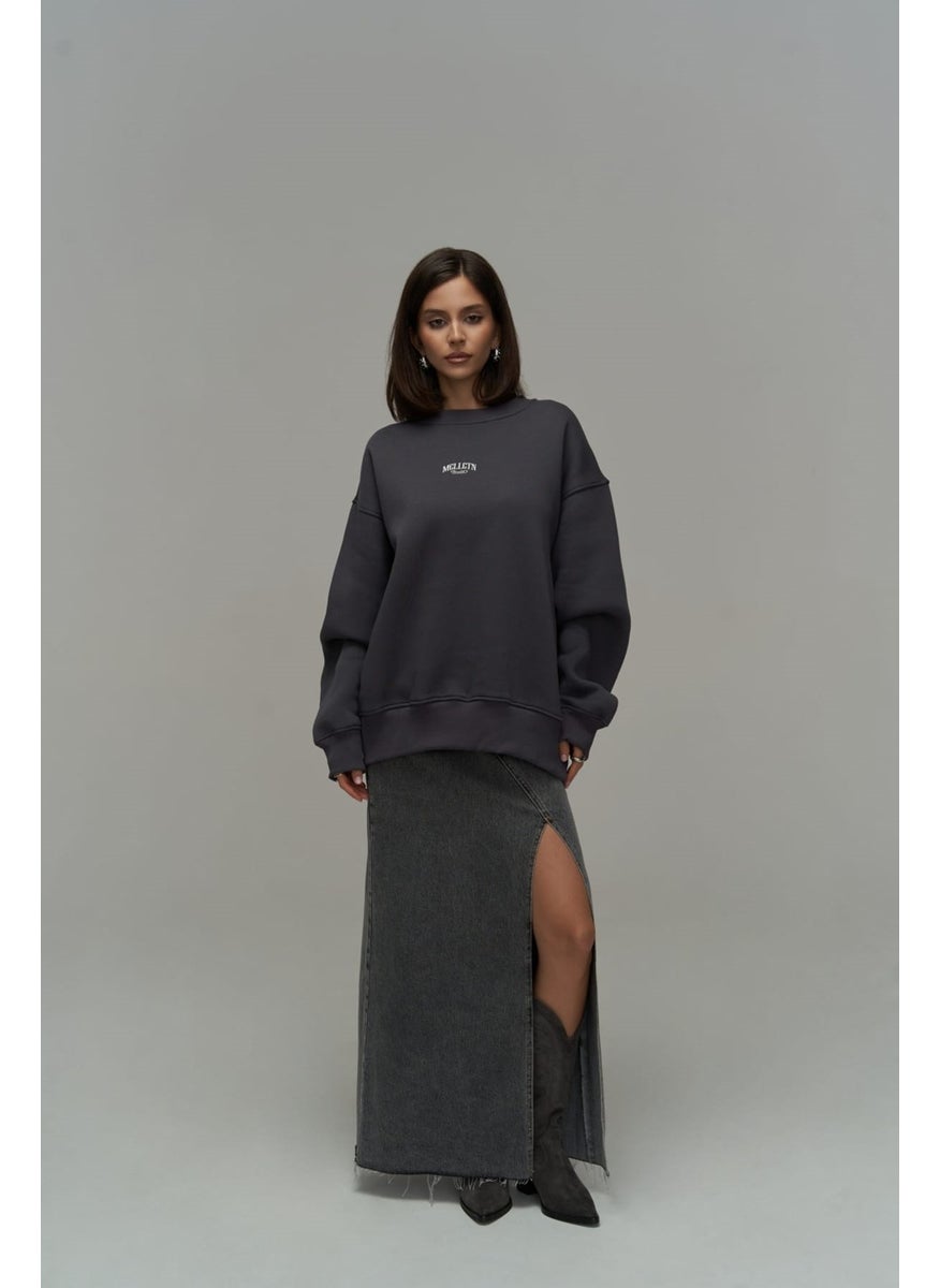 Mcllctn Fear Less Anthracite Unisex Oversize Sweatshirt