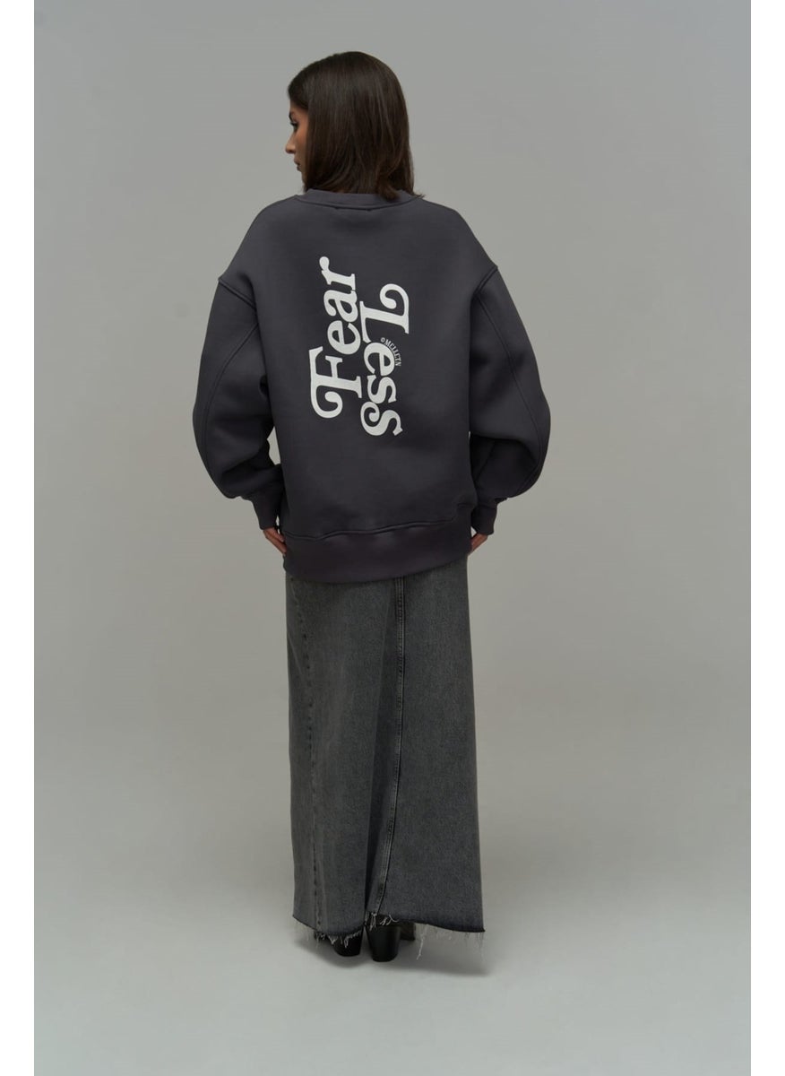 Mcllctn Fear Less Anthracite Unisex Oversize Sweatshirt