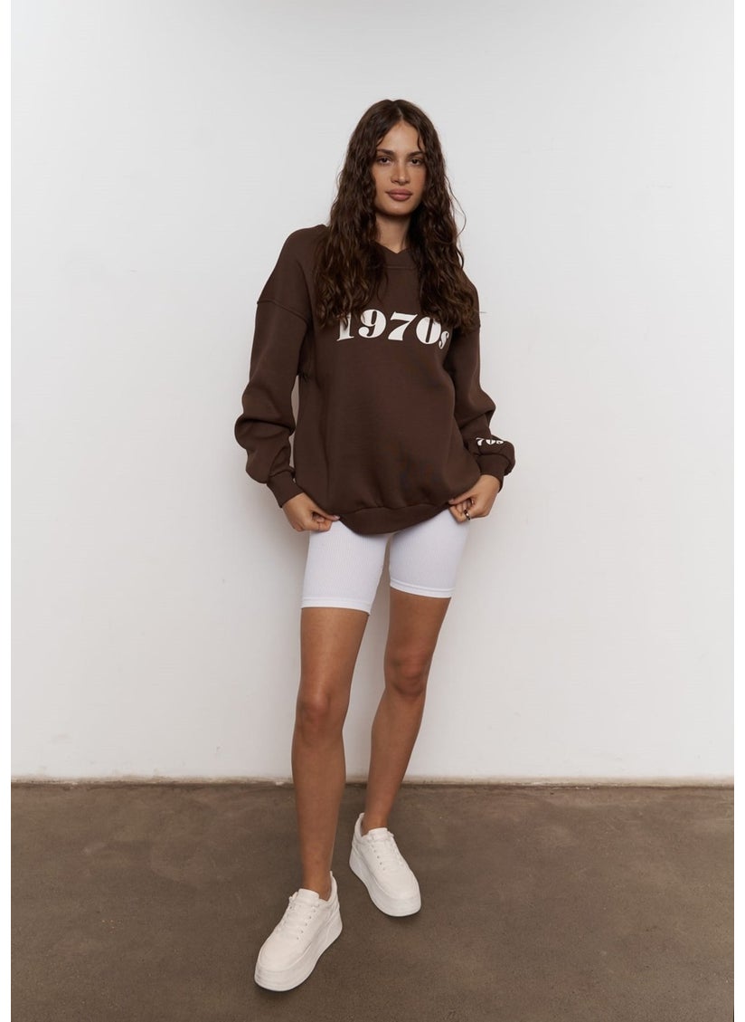 1970S Brown Oversize Unisex Sweatshirt