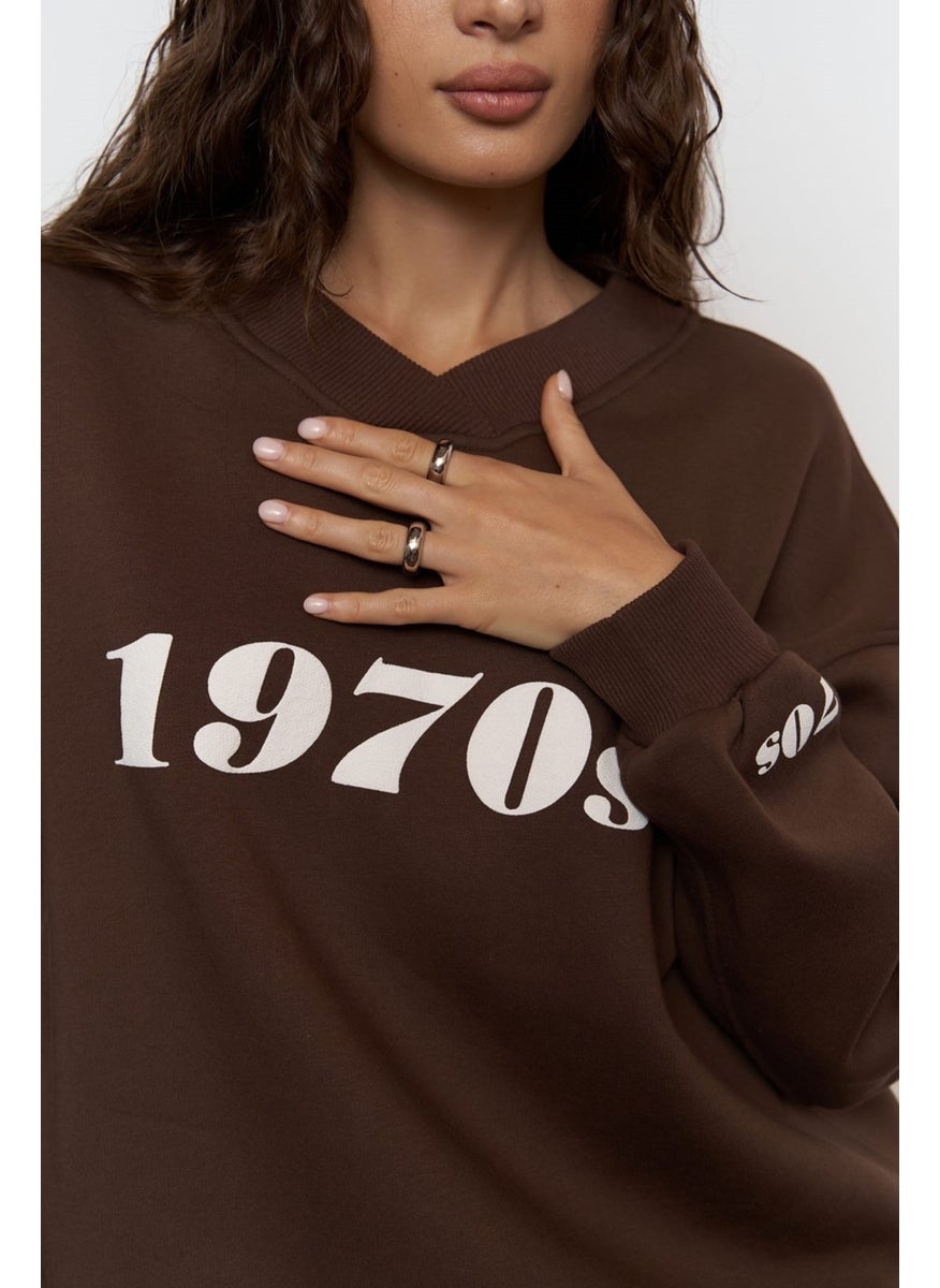 1970S Brown Oversize Unisex Sweatshirt