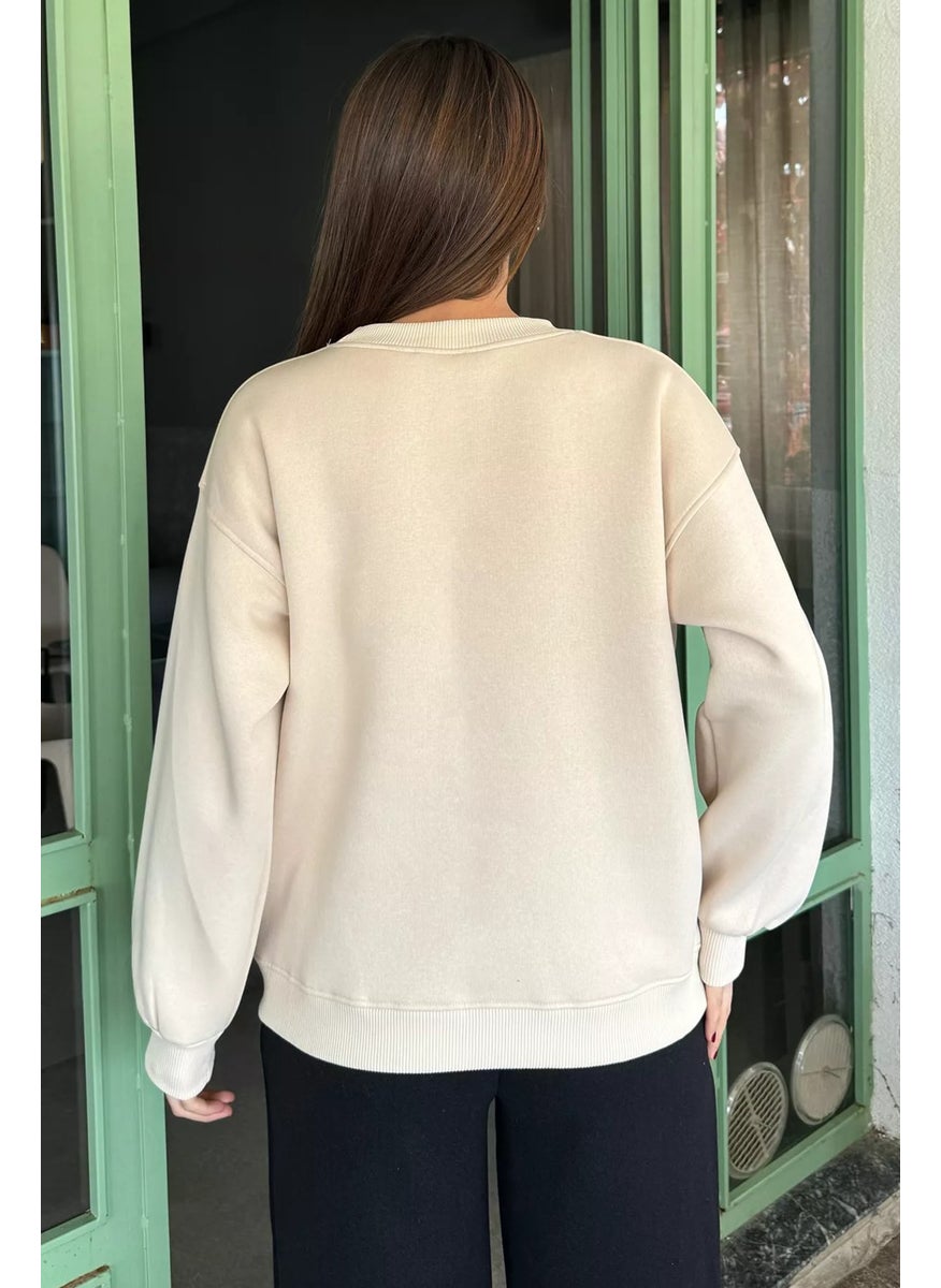 Rose Detailed Raised Sweatshirt