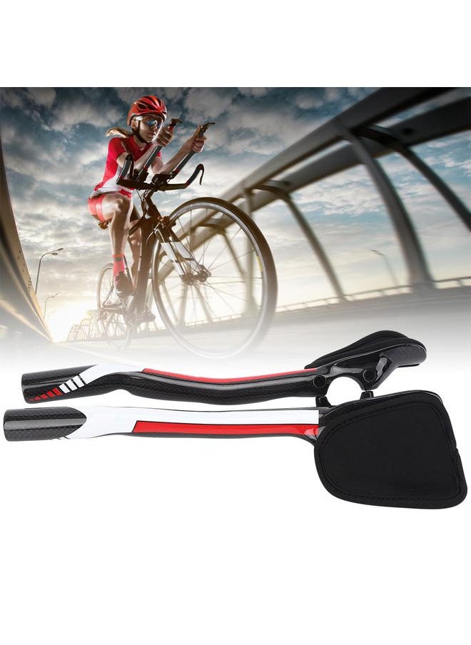 A Pair T800 Carbon Fiber Ergonomic Road Bicycle Bike Rest Handlebar Cycling AccessoriesRed