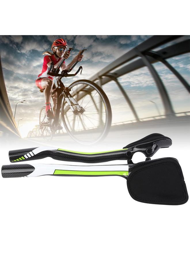 A Pair T800 Carbon Fiber Ergonomic Road Bicycle Bike Rest Handlebar Cycling AccessoriesGreen