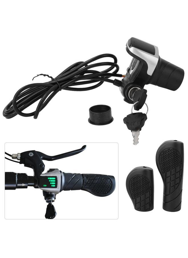 36V Electric Bike Bicycle Ebike Handlebar Twist Grip Throttle with LCD Display and Key Lock