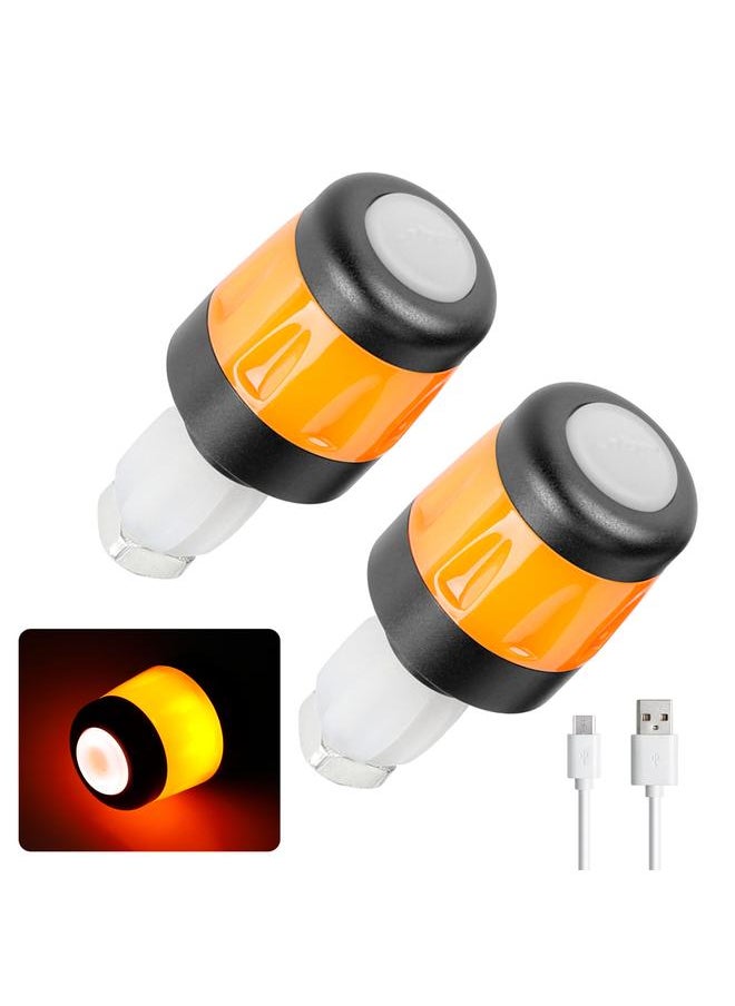2pcs Electric Scooter Handlebar Lights LED Warning Light Handlebar Plug Waterproof & Dustproof