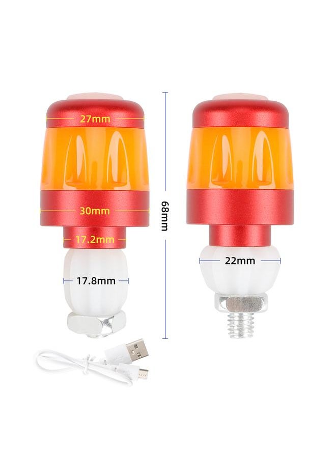 2pcs Electric Scooter Handlebar Lights LED Warning Light Handlebar Plug Waterproof & Dustproof