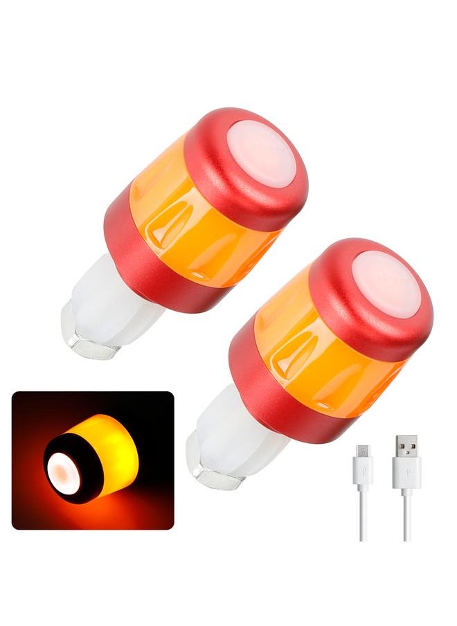 2pcs Electric Scooter Handlebar Lights LED Warning Light Handlebar Plug Waterproof & Dustproof