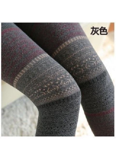 Winter Double-Layer Unique Womens Fleece-Lined Thickened Leggings Warm Non-Pilling Outer Wear High-Elasticity Step Pants Grey