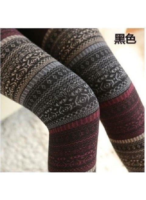 Winter Double-Layer Unique Womens Fleece-Lined Thickened Leggings Warm Non-Pilling Outer Wear High-Elasticity Step Pants Black