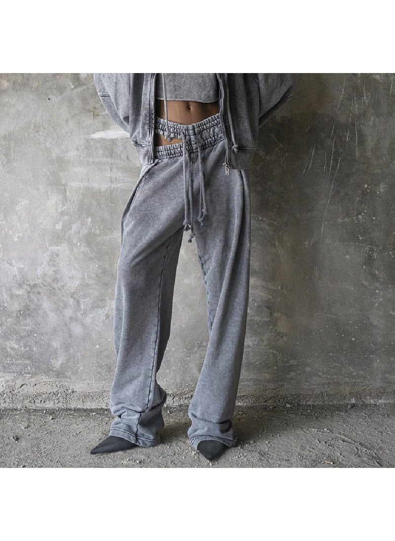 Womens Low Rise Straight Sweatpants zy2291-light gray