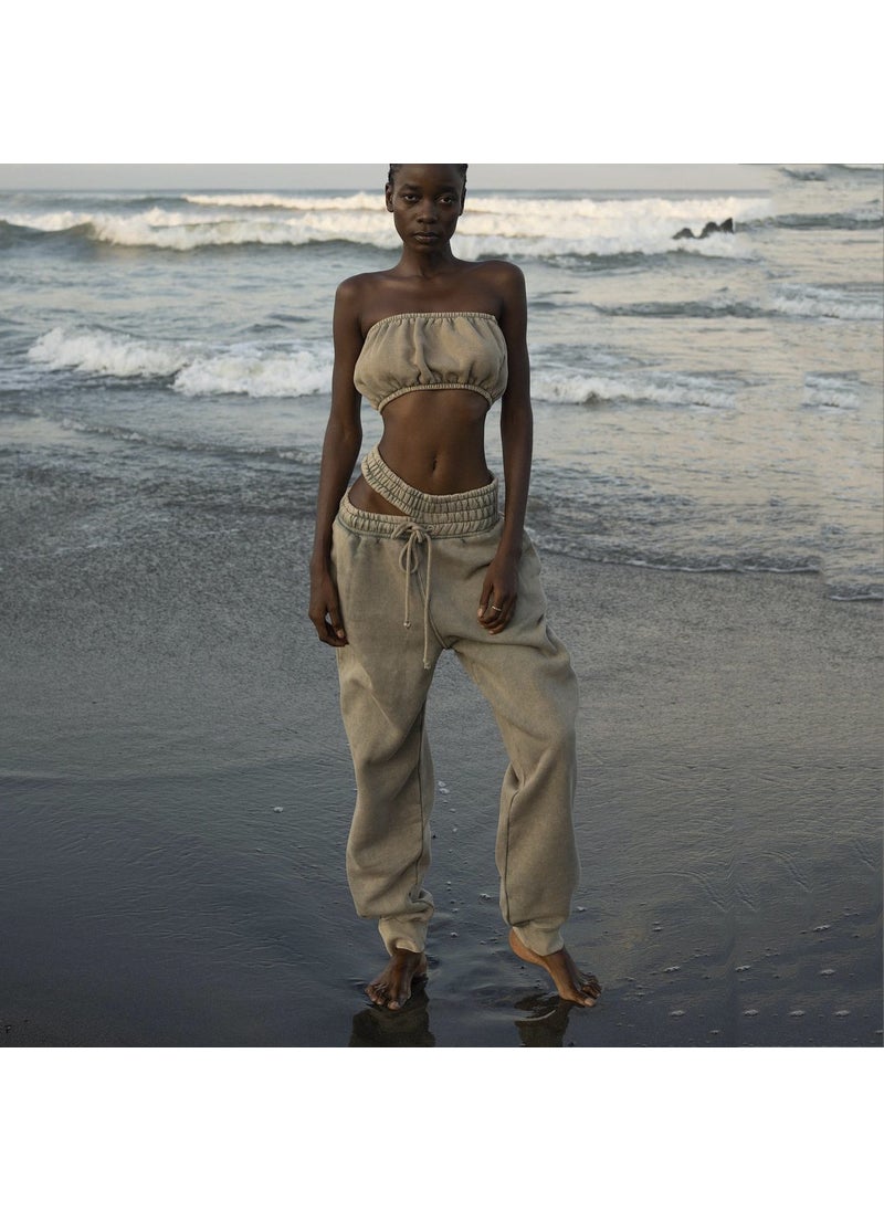 Womens Low Rise Straight Sweatpants zy2291-khaki