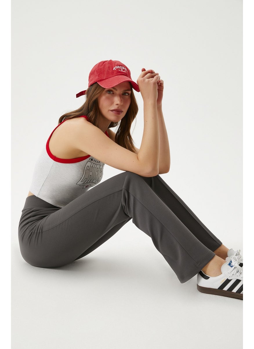 Women's Straight Lycra Anthracite Trousers