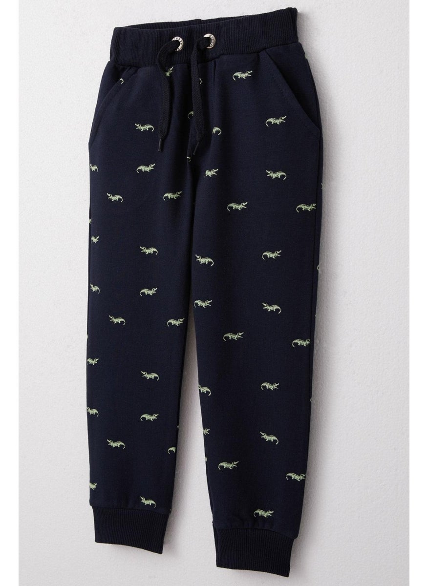 Boy's Bottoms Cute Crocodile Patterned Lace Accessory 3-8 Years, Navy Blue