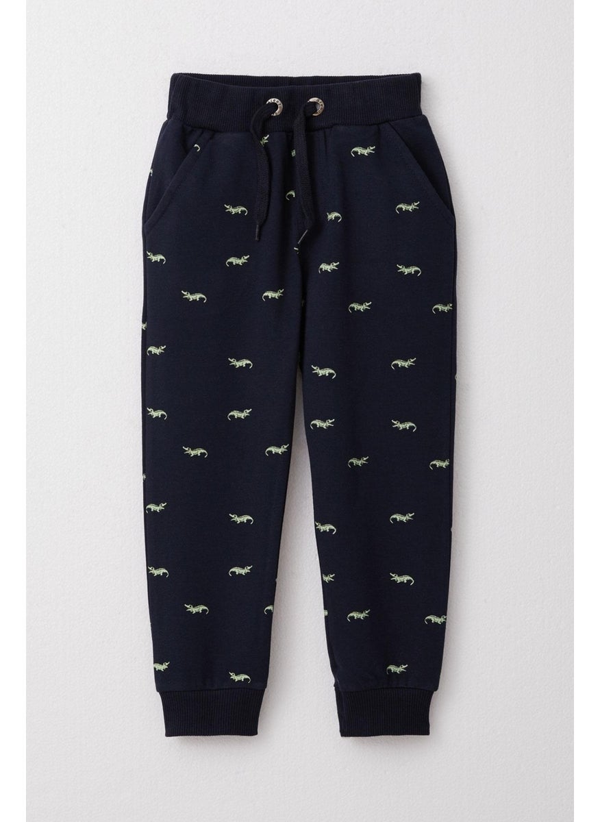 Boy's Bottoms Cute Crocodile Patterned Lace Accessory 3-8 Years, Navy Blue