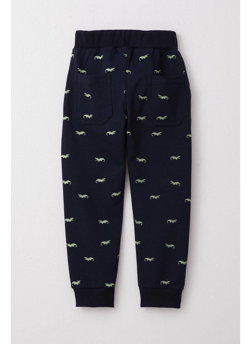 Boy's Bottoms Cute Crocodile Patterned Lace Accessory 3-8 Years, Navy Blue