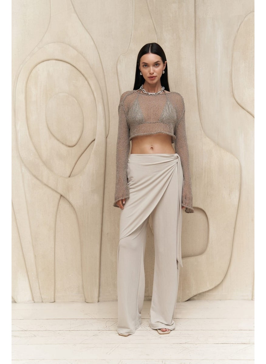 Collection Ember Laced Stone Double Breasted Trousers