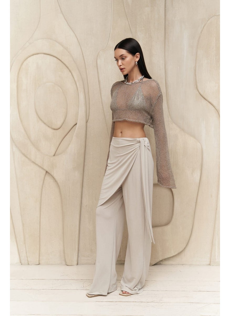 Collection Ember Laced Stone Double Breasted Trousers