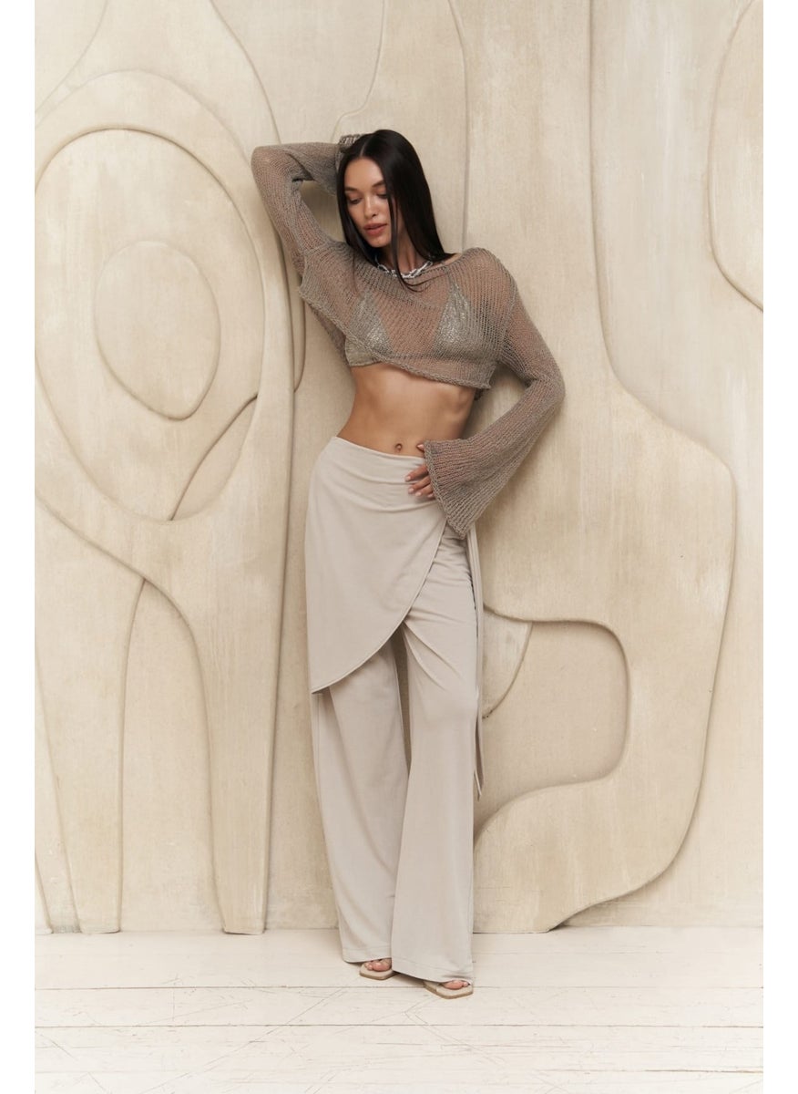 Collection Ember Laced Stone Double Breasted Trousers