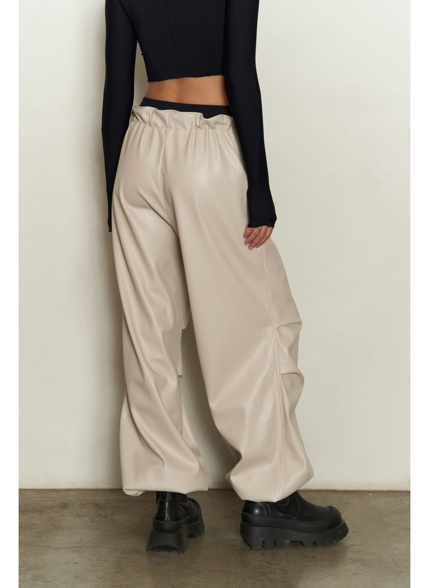 Collection Dion Beige Leather Trousers