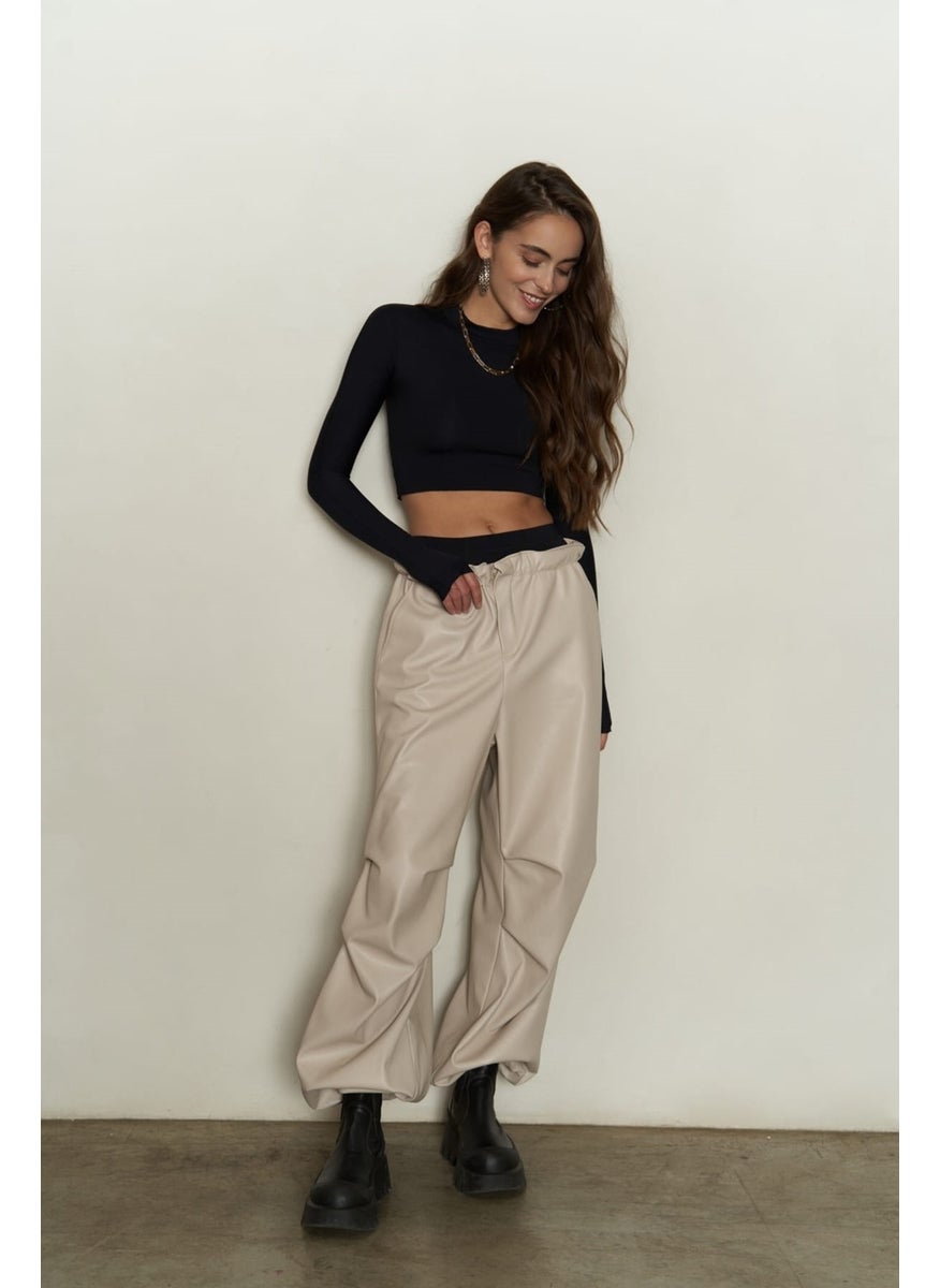 Collection Dion Beige Leather Trousers