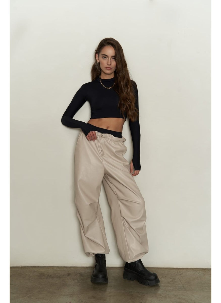 Collection Dion Beige Leather Trousers