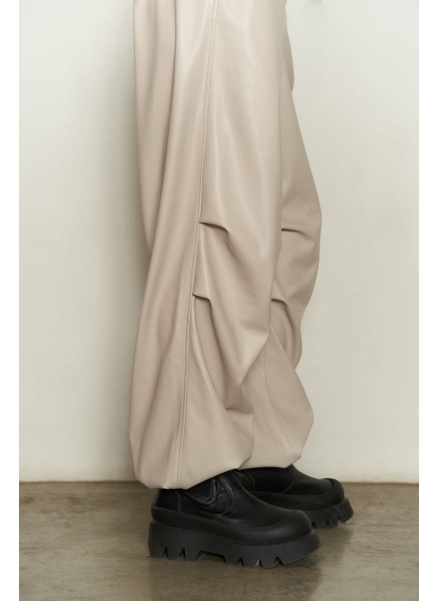 Collection Dion Beige Leather Trousers