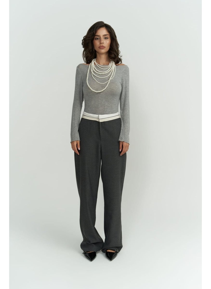 Collection Zelmira Reverse Belt Smoked Trousers