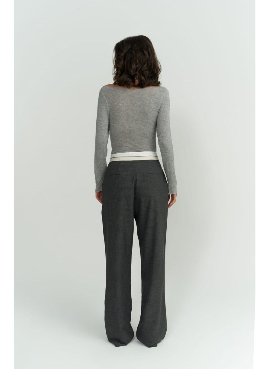 Collection Zelmira Reverse Belt Smoked Trousers