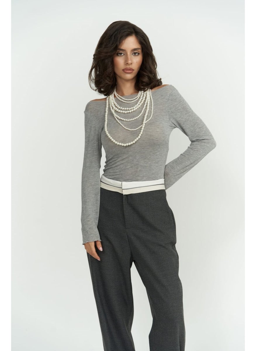 Collection Zelmira Reverse Belt Smoked Trousers