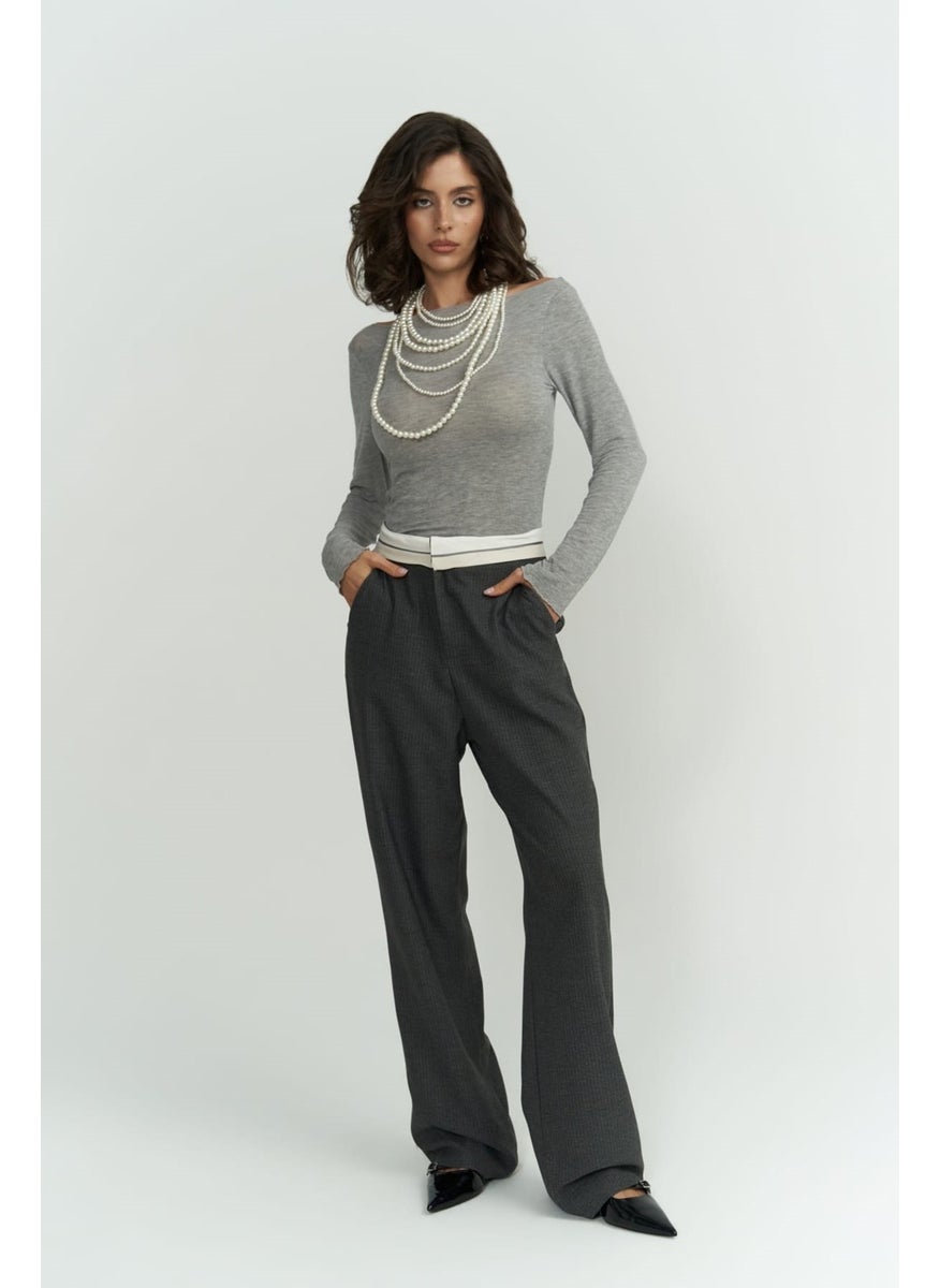 Collection Zelmira Reverse Belt Smoked Trousers