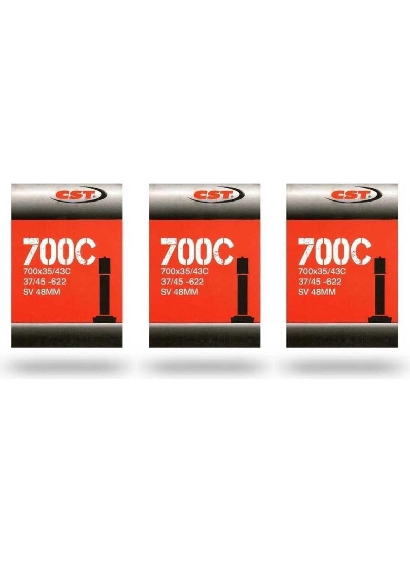 700X35-43 Auto Valve 48MM 3-Piece Bicycle Tube Set