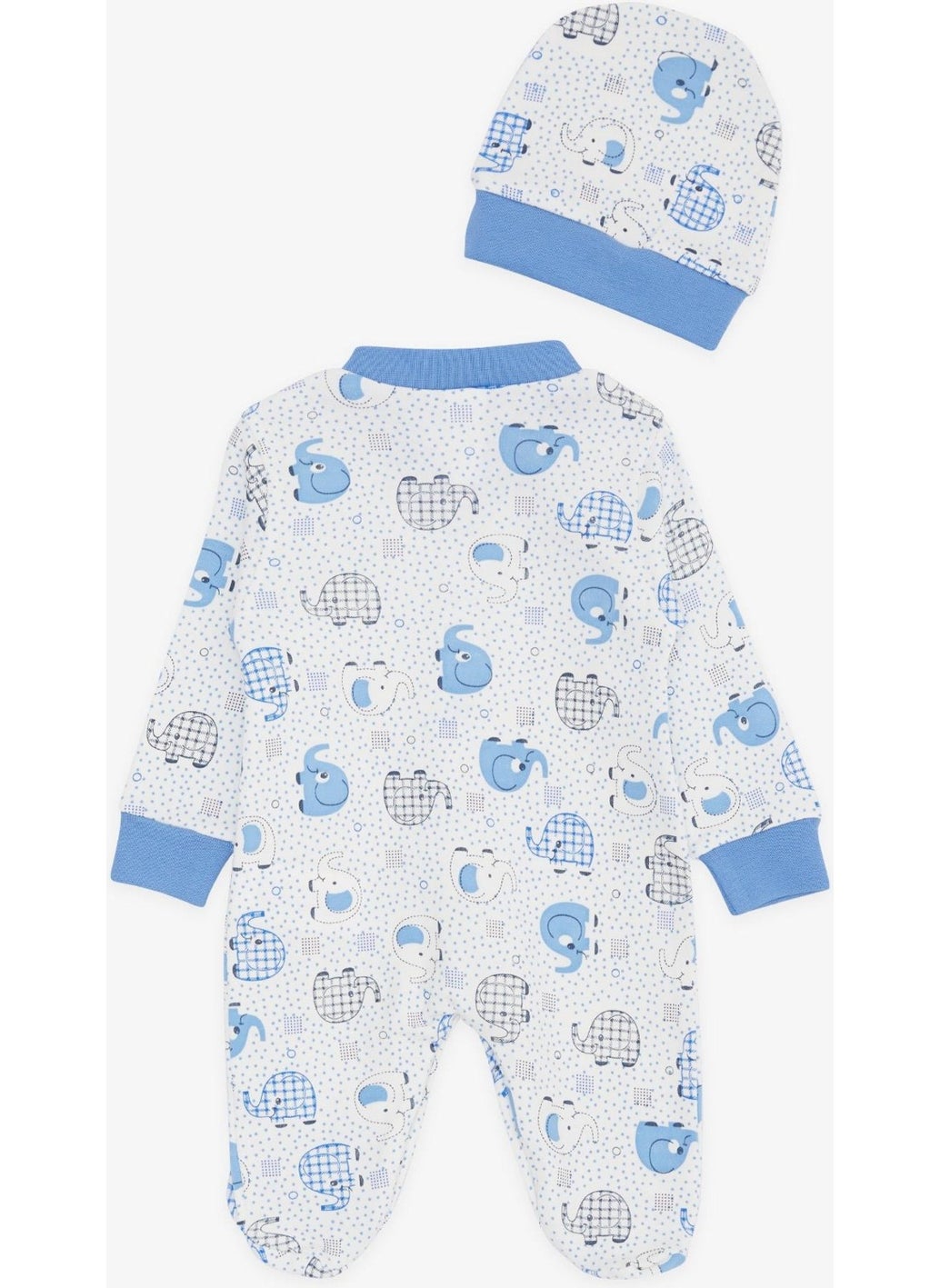 Baby Boy Booties Overalls Cute Baby Elephant Pattern 0-3 Months-6 Months, White