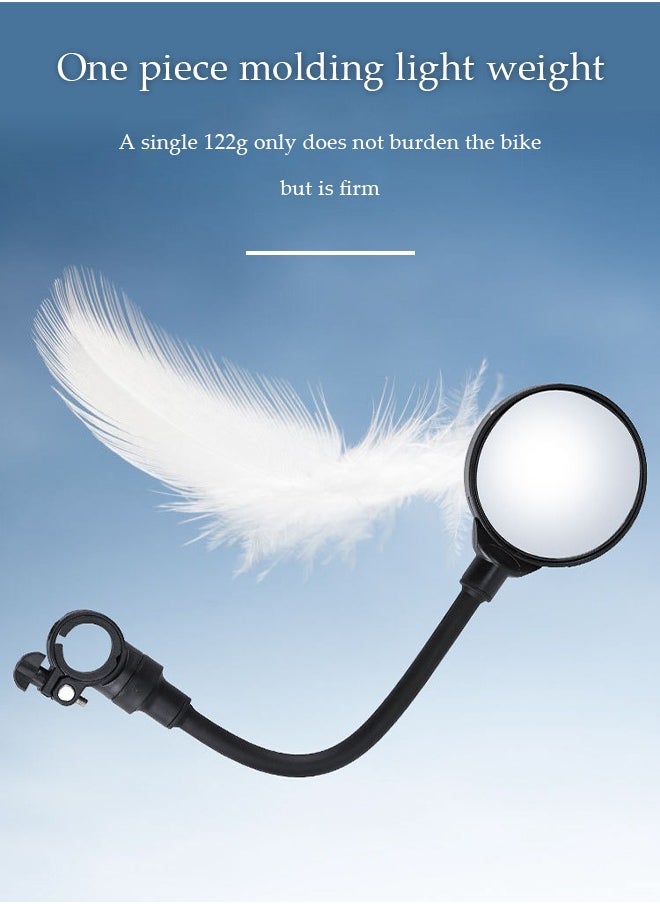 2 Pieces of Handlebar Bike Mirror, wide angle convex mirrors, riding side mirrors, 360 ° rotatable, suitable for most bicycles and electric scooters, 37.5 * 9cm, black