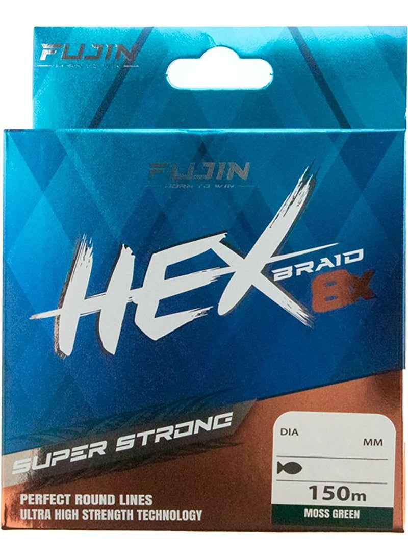Hex Braid 8x 150MT Moss Green Pe Rope Fishing Line