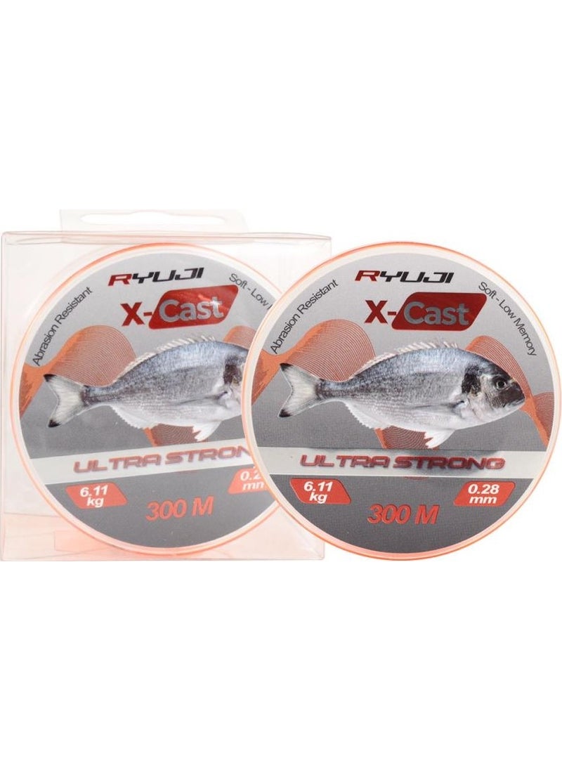 Xcast 300 mt Orange 0.35MM Surf Fishing Line