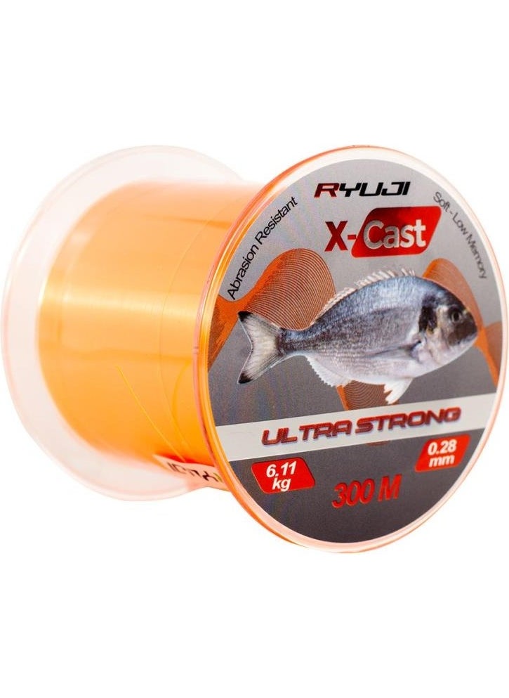 Xcast 300 mt Orange 0.35MM Surf Fishing Line