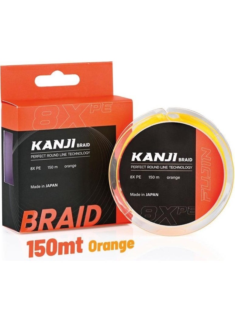 Kanji 8x 150MT 0.128MM Orange Rope Fishing Line