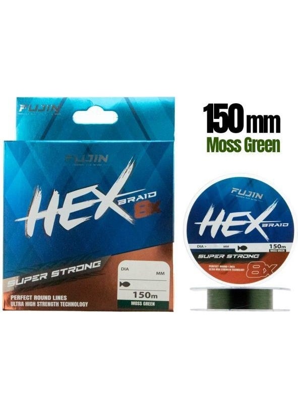 Hex 8x 150MT. 0.04MM Moss Green Pe Line Rope Fishing Line
