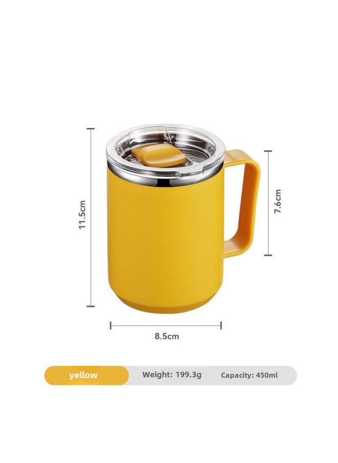 304 Stainless Steel Double-layer Mug For Work With Lid Office Cup Coffee Cup Student Milk Cup Gift