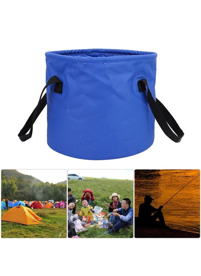 8L Outdoor Travel Folding Collapsible Water Bucket Basin Camping Hiking Bag (Blue)