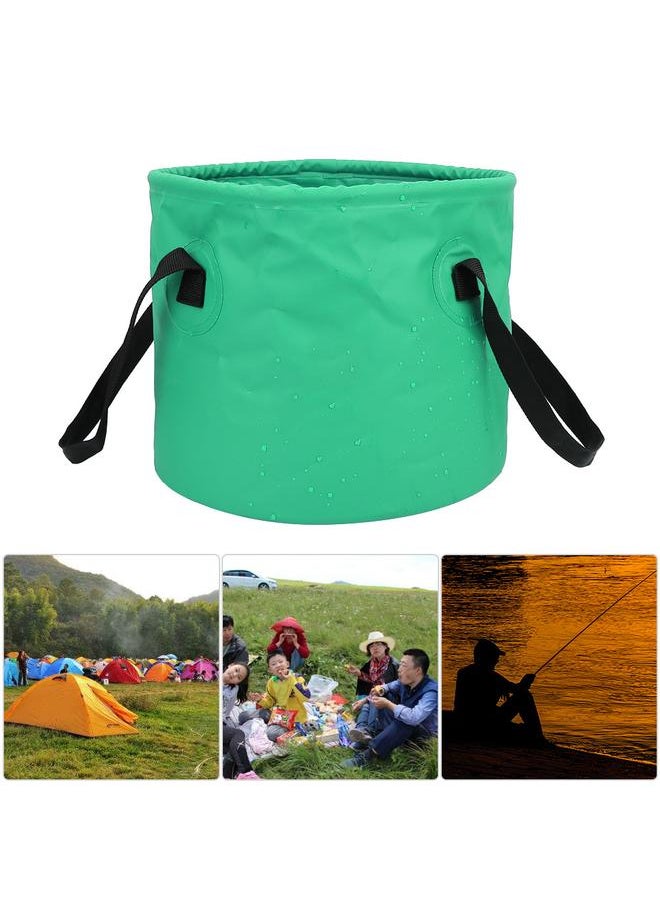 8L Outdoor Travel Folding Collapsible Water Bucket Basin Camping Hiking Bag (Green)